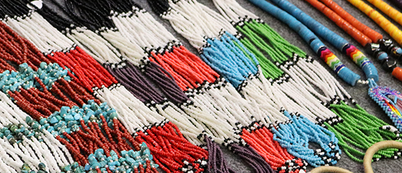 Colorful strands of beads