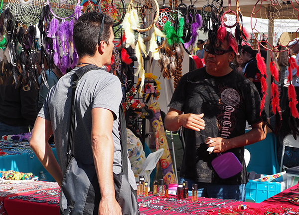 Street vendor selling dreamcatchers