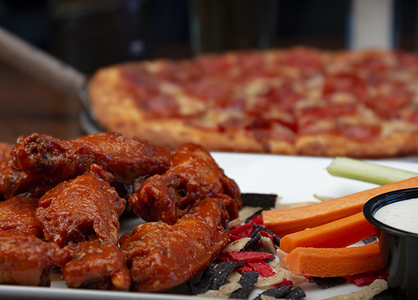 Wings and pizza
