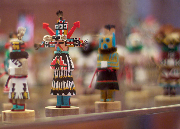 Kachina dolls on a shelf