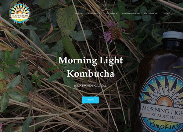 Screenshot of Morning Light Kombucha website