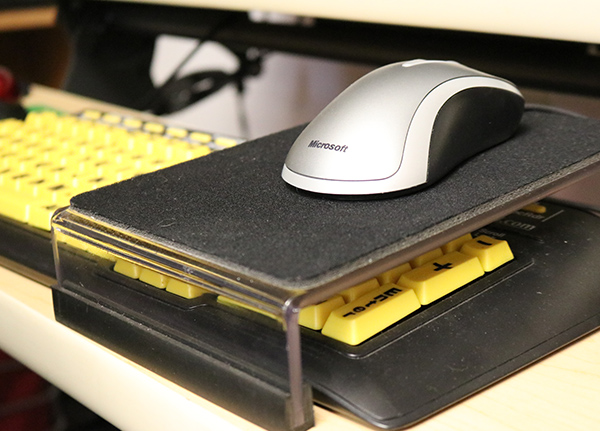 Computer mouse on elevated platform