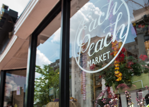 Business logo on storefront window