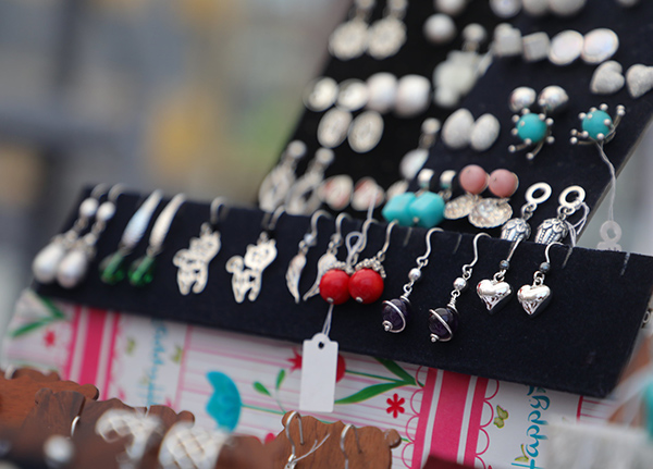 Display of earrings