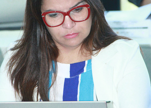 Woman looking at computer screen